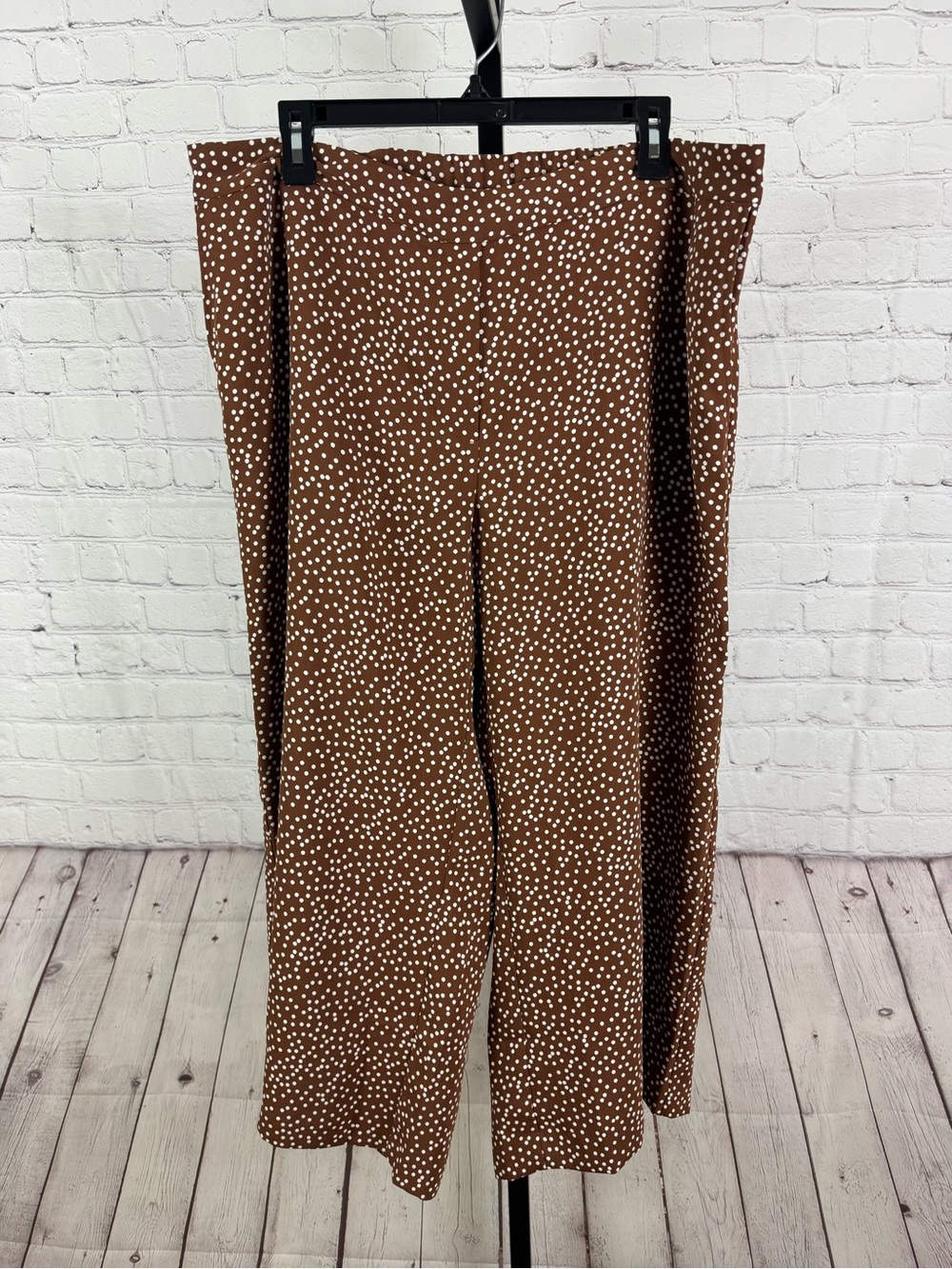J.Jill Wearever Easy Care Brown Polka Dot Wide Leg Crop Pants - Size XL